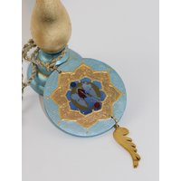 Erzengel Gabriel Kerzenständer, Kerzenhalter Mit Engel Deko in Hellblau Gold, Kerzenleuchter Blattmetall Vergoldet Engelmotiv Und Quaste Erzengel Gabriel Kerzenständer, Kerzenhalter Mit Engel Deko in Hellblau Gold, Kerzenleuchter Blattmetall Vergoldet Engelmotiv Und Quaste von TheHappinessFairy