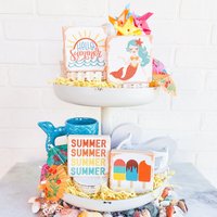 Sommer Mini Schilder | Abgestuftes Tablett Dekor Mix & Match Deko Sommerurlaub von TheHeartsyHome