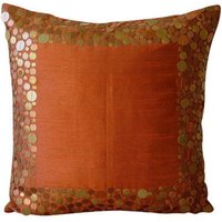 16 "x 16" Handgemachtes Rostorange Dekokissen, Kunstseide Dekokissenbezug Kissenbezüge Vintage Bordüre Muster Moderner Stil - Rust Glamour von TheHomeCentric