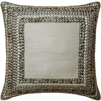 16 "x 16" Hellgrauer Luxus-Sofaüberwurf, Kunstseide-Kissenbezug 3D, Strukturierter Kissenbezug Bordürenmuster Im Traditionellen Stil - Erfrischt von TheHomeCentric