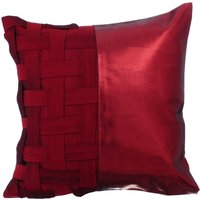 Art Silk Red Wirft Für Sofa 16 "x 16", Designer Toss Kissen Metallic Leder Patchwork Moderne Wohnkultur - N Half Art Silk Red Wirft Für Sofa 16 "x 16", Designer Toss Kissen Metallic Leder Patchwork Moderne Wohnkultur - N Half von TheHomeCentric