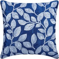 Art Silk Royal Blue Dekokissenbezug 16 "x 16", Designer Toss Pillows Blatt Sofakissenbezug Natur Floral Modern Style - Song von TheHomeCentric