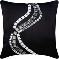 Art Silk Schwarzer Dekokissenbezug 16 "x ", Designer Sofakissen Abstraktes Muster Modern Style Home Decor Kissen - Zigs N Zags von TheHomeCentric