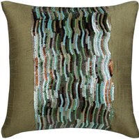 Bed Kissenbezug, Erdiges Grün Handmade 24"x24"/26"x26", Art Silk European Sham Zierkissen Gestreiftes Muster Modern - Earthy Delight Bed Kissenbezug, Erdiges Grün Handmade 24"x24"/26"x26", Art Silk European Sham Zierkissen Gestreiftes Muster Modern - Earthy Delight von TheHomeCentric
