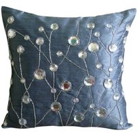 Dekorativ Blau 40x40 cm Kissenbezug, Art Silk Sofakissen, Abstrakt Modern - Dew Drop Diamond von TheHomeCentric