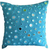 Dekorativ Wasserblau 40x40 cm Kissen, Art Silk Polka Dots, Spiegelstickerei Kissenbezug, Kreise & Punkte Zeitgenosse - Blue Mirror von TheHomeCentric