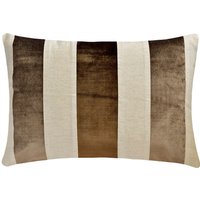 Dekorative Längliche Kissenbezug Braun/Beige Samt Leinen Breit Streifen Patchwork Kissen Modern Home Decor - Swathe Brown von TheHomeCentric