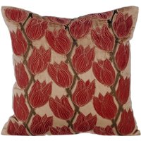 Dekorative Perle Beige Kissenbezug 16 "x 16", Samt Tulip Toss Natur Floral Moderner Stil - Blooming Tulips von TheHomeCentric
