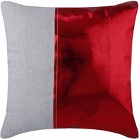 Dekorativer Couch Kissenbezug 16"x16" Kunstleder Vintage Rotes Couchkissen Patchwork - Better Half Red." von TheHomeCentric