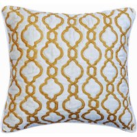 Dekorativer Euro Sham 24 "x 24"/26 26" Gesteppter in Elfenbein Mit Gold Bouclet Stickerei-Spaltmuster - Deco Prime von TheHomeCentric