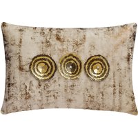 Dekorativer Länglicher/Lumbaler Dekokissenbezug Aus Elfenbein & Goldfolie Strukturiertem Stoff Mit 3D Metallic Blumen Pailletten Im Modernen Stil von TheHomeCentric