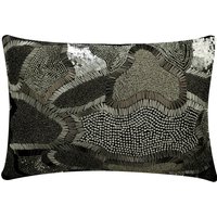 Dekorativer Länglicher/Lumbaler Rechteck-Kissenbezug Couch Sofa 30, 5x40, 5 cm Schwarze Seide Mit Silber Grauen Perlen Modern - Schwarz Trend von TheHomeCentric