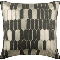 Dekorativer Leinen Euro Sham 50x40cm Tossative Überwurf Silber Leder Applikation Modern Home - Grau Heist von TheHomeCentric