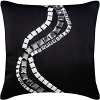 Dekorativer Schwarzer Euro-Größen-Euro-Sham 24 "x 24"/26 26", Kunstseide Toss Kissen Abstraktes Muster Moderne Wohnkultur - Zigs N Zags." von TheHomeCentric