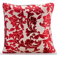 Dekoratives Cayenne-Rotes Kissen 40x40 cm, Ausbrenner-Samtkissen Kissenbezug Natur Floral - Cayenne-Rote Blümchen von TheHomeCentric