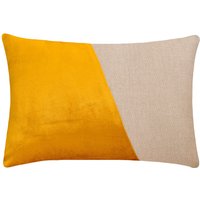 Dekoratives Dekokissen Abdeckung Feuer Gelb Samt/Leinen Color Block Kissen Für Couch Modernes Dekor Zuhause - Samtsafran von TheHomeCentric