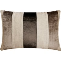 Dekoratives Dekokissen Cover Braun/Beige Samt/Leinen Breit Streifen Patchwork Kissen Modern Wohnkultur-Swathe Dark Choco von TheHomeCentric