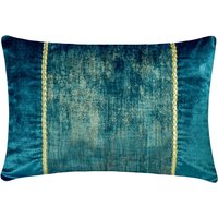 Dekoratives Dekokissen Cover Teal Blau & Gold Folie Strukturierter Stoff Mit Leder Geflochtene Kordel Sofakissen - Resplendent von TheHomeCentric