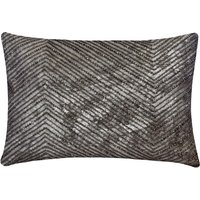 Dekoratives Längliches Kissen/Lendenkissen Grau Wildleder Mit Silberfolie Perlen Chevron Muster Bett Modernes Zuhause - Silver Lucent von TheHomeCentric