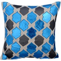 Dekoratives Metallic Blau Euro Kissen Sham 24"x24"/26"x26", Kunstleder Sofa Dekokissen Für Bett Abstraktes Muster - Traum Magnet von TheHomeCentric