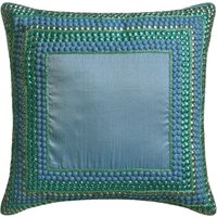 Designer Aqua Blue Sofa Überwurf Groß 24 "x24"/26"x26" , Art Silk Euro Sham Cover Pailletten Dekokissenbezug Mit Einfassung - Feiern von TheHomeCentric