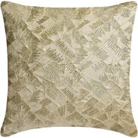 Designer Dekokissenbezug 16 "x 16" Jacquard Textured Silver Foil/Elfenbein Couch Kissenbezug Mit Silber Perlen Modernen Stil - Intarsia von TheHomeCentric