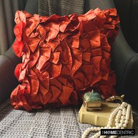 Designer Orange Dekokissen Bezug 40cm X Satin Couch Kissenbezug Rüschen Couchkissen Unifarben Muster Modern Style - Vintage von TheHomeCentric