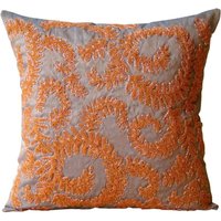 Designer Orange Lila Sofaüberwurf Groß 54"x24"/26"x26", Art Silk Euro Sham Bezug Efeu Überzug Natur - Wirbelwind von TheHomeCentric