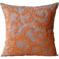 Designer Orange Lila Sofa Überwurf Groß 24 "x24"/26"x26", Art Silk Euro Sham Cover Ivy Dekokissenbezug Natur - Whirlwind von TheHomeCentric