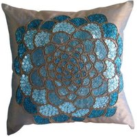 Designer Orange & Blue Kissenbezug 16 "x 16" Kunstseide Dekokissenbezug Natur Floral Modern Style - Wild Flower von TheHomeCentric