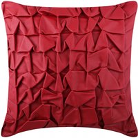 Designer Red Wirft Für Sofa 16 "x 16", Kunstleder Toss Kissenknoten, Texturiert, Kissen Solid Color Muster Modern Style - Rodeo von TheHomeCentric