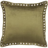 Designer Salbeigrün Dekokissen 40x40cm Samt Cover Bordüre Kissenbezüge Vintage Solide Modern - Crystal Palace von TheHomeCentric