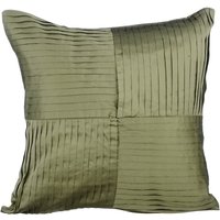 Designer Taupe Grüner Dekokissenbezug 40, 6 X 40, 5 cm, Art Silk Sofa Kissenbezug Biesen, Texturiert, Gestreift, Patchwork - Earthy Elements von TheHomeCentric