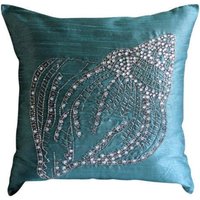 Designer Teal Blue Dekokissen Für Bett 24 "x 24"/26 ", Art Silk Couch Throw Shell Kissenbezug Sea Creatures Beach - Crystal von TheHomeCentric