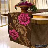 Erhältlich in 11 Größen, 4, 6, 8 Oder 10 Sitzer, Dekorativer Tischläufer Braun, Seidenperle, Schmetterling Aus Perlmutt, Floral - Blüten Applikation von TheHomeCentric