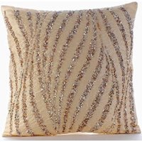 Euro Sham Beige Designer 24 "x "/ 26 26", Art Silk Bett Kissenbezug Abstraktes Muster Modernes Wohndekor - Wave Of Gold von TheHomeCentric