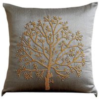 Euro Size Kissenbezug Grau Designer 24"x24"/26"x26", Art Silk Sham Baum Natur Blumen Modern - Des Glaubens." von TheHomeCentric