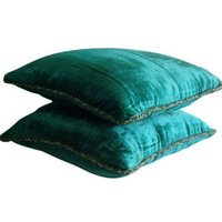 Luxus Königliches Pfau-Grün 65x65 cm Euro Schein Abdeckung, Samt Bett Kissen, Einfarbig Zeitgenosse - Royal Peacock Green Shimmer von TheHomeCentric