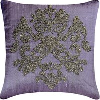 Dekorativer Dekokissenbezug 16 "x 16" Lila Reiner Seidenstoff Mit Perlen Damast Medaillon Couchkissen Bezug - Seide von TheHomeCentric