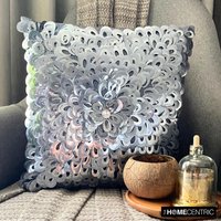 Luxus Silber Sofa Dekokissen Groß 24 "x 24"/26 ", Kunstseide Kissen Für Bett Abstraktes Muster Modern - Metallic Floral Luxus Silber Sofa Dekokissen Groß 24 "x 24"/26 ", Kunstseide Kissen Für Bett Abstraktes Muster Modern - Metallic Floral von TheHomeCentric