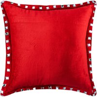 Samt Rot Werfen Kissen 16 "x 16", Dekoratives Bordüre Dekokissen Einfarbig Muster Moderner Stil - Red Crystal Palace von TheHomeCentric