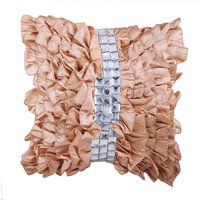 Satin Pfirsich Beige Kissenbezug 16 "x 16", Designer Rüschen Einfarbig Muster Moderner Stil - Vintage Diamanten Satin Pfirsich Beige Kissenbezug 16 "x 16", Designer Rüschen Einfarbig Muster Moderner Stil - Vintage Diamanten von TheHomeCentric