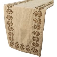 Verfügbar in 11 Größen, 90 Bis 300 cm Lang. Dekorativer Tischläufer Beige, Jute Strukturierter Stoff, Rand Zeitgenössisch - Jutish Touch von TheHomeCentric