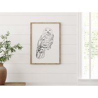 Weiße Schneeeule Illustration | Schnee Eule Wissenschaftliche Vogelkunst Geschenk Für Vogelliebhaber Greifvogel Druck Vogel Kunst von TheHomebirdies