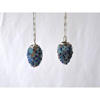 Vintage Druifvormige Hängelampe, Glasierte Blaue Plafondlampe von TheHouseOfANK