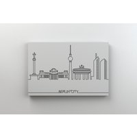 Berlin City Skyline Leinwand/Outline Art Canvas Germany Kunstdruck Wandkunst Fertig Zum Aufhängen von TheInkDrip