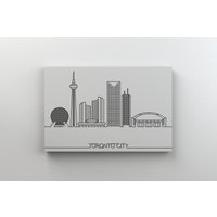 Toronto City Skyline Leinwand/Outline Art Canvas Kanada Kunst Kunstdruck Wandkunst Fertig Zum Aufhängen von TheInkDrip