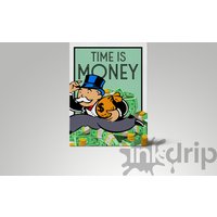 Zeit Ist Geld Leinwand/Monopoly Man Kunst Motivierende Inspirierende von TheInkDrip