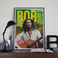 Bob Marley Retro Style Poster | Reggae Druck Rasta Artwork Wohndekor Kostenlose Lieferung von TheInkWorkshop