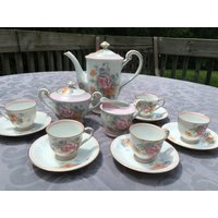 Besetzt Japan Tee Kaffee Set Fine China Porzellan Fuji W 5 Tassen Und Untertassen Milchkännchen Zuckerdose von TheKitchWitch